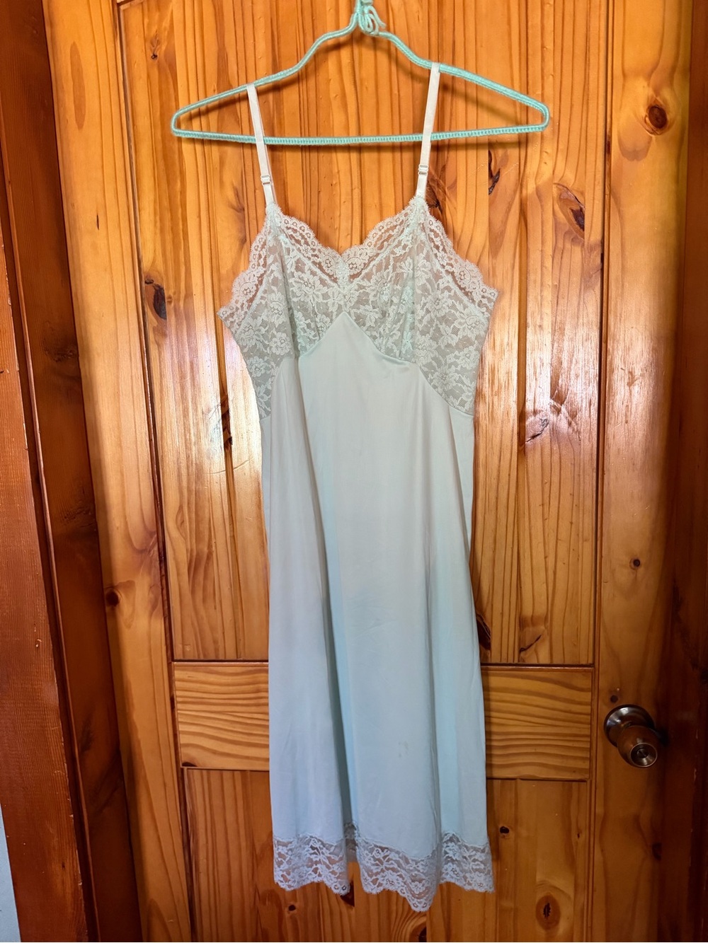 Light Green Vintage Slip with Lace Details